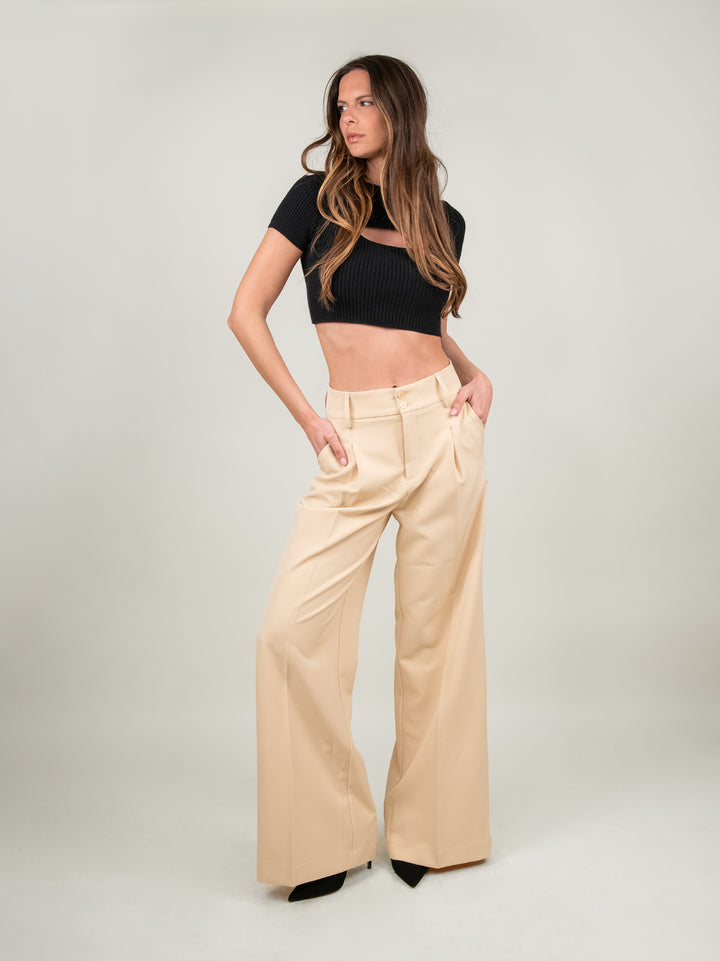 PANTALONE A PALAZZO BEIGE