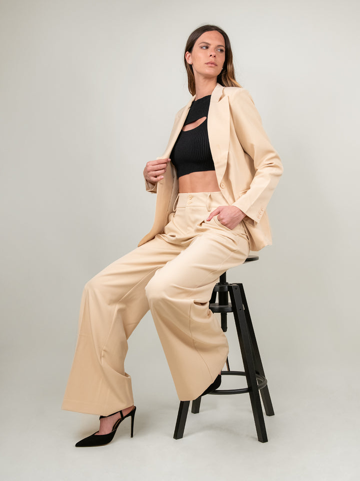 PANTALONE A PALAZZO BEIGE