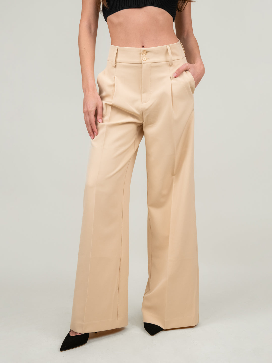 PANTALONE A PALAZZO BEIGE