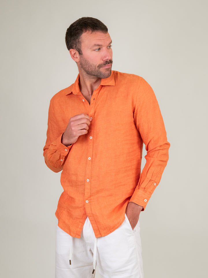 CAMICIA IN LINO ARANCIONE