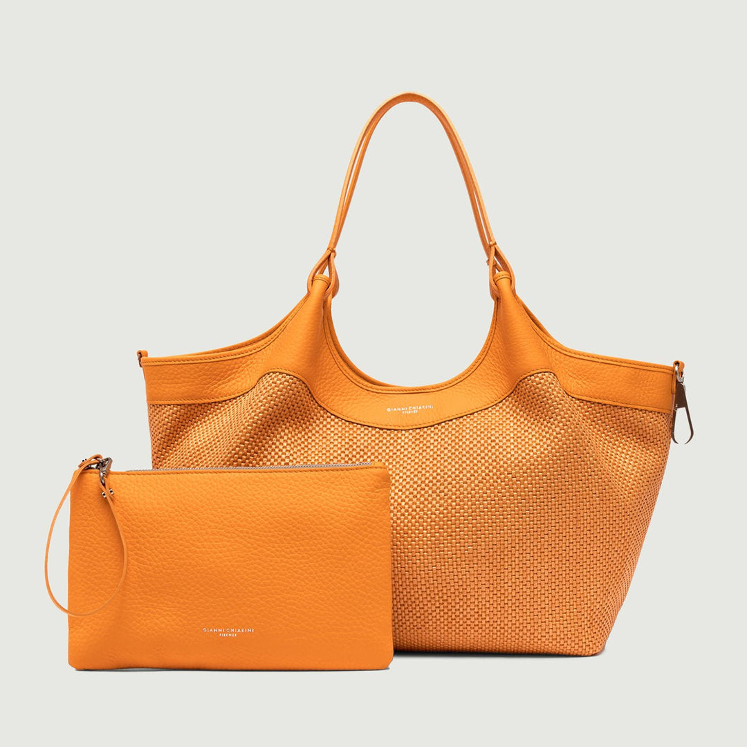 Borsa a spalla DUA in pelle intrecciata flame orange - BORSA A SPALLA - Andrea Morando Boutique - 8057145227009