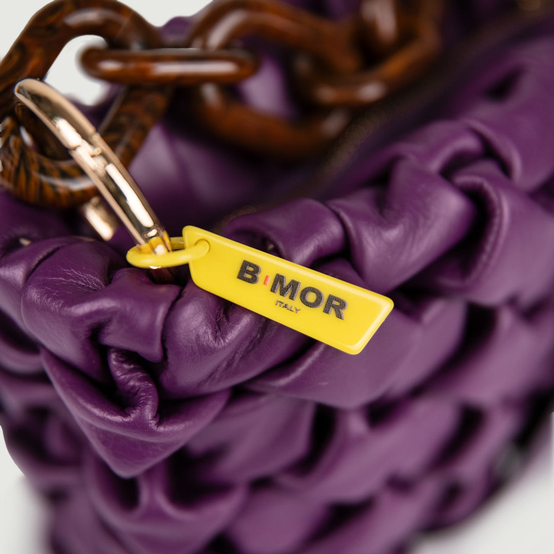 BORSA IN PELLE INTRECCIATA VIOLA "CURLY" - BORSA A MANO - Andrea Morando Boutique - 