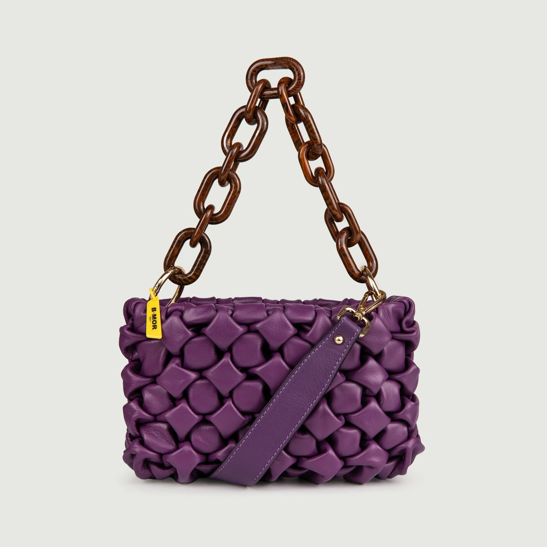 BORSA IN PELLE INTRECCIATA VIOLA "CURLY" - BORSA A MANO - Andrea Morando Boutique - 