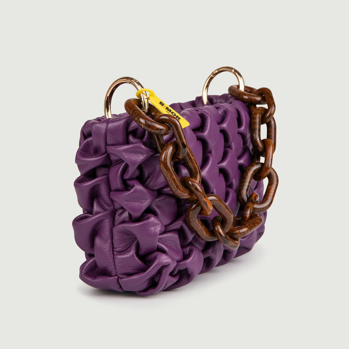 BORSA IN PELLE INTRECCIATA VIOLA "CURLY" - BORSA A MANO - Andrea Morando Boutique - 