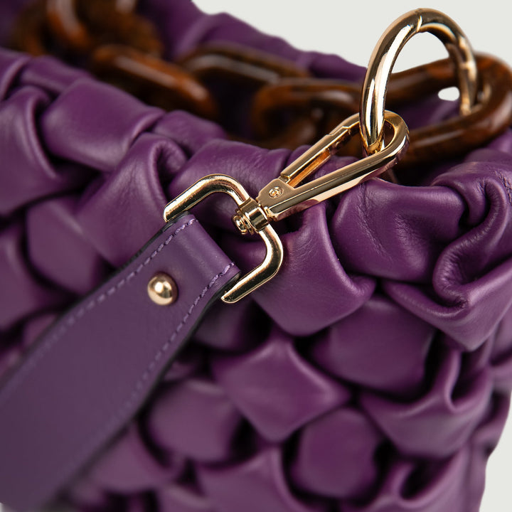 BORSA IN PELLE INTRECCIATA VIOLA "CURLY" - BORSA A MANO - Andrea Morando Boutique - 