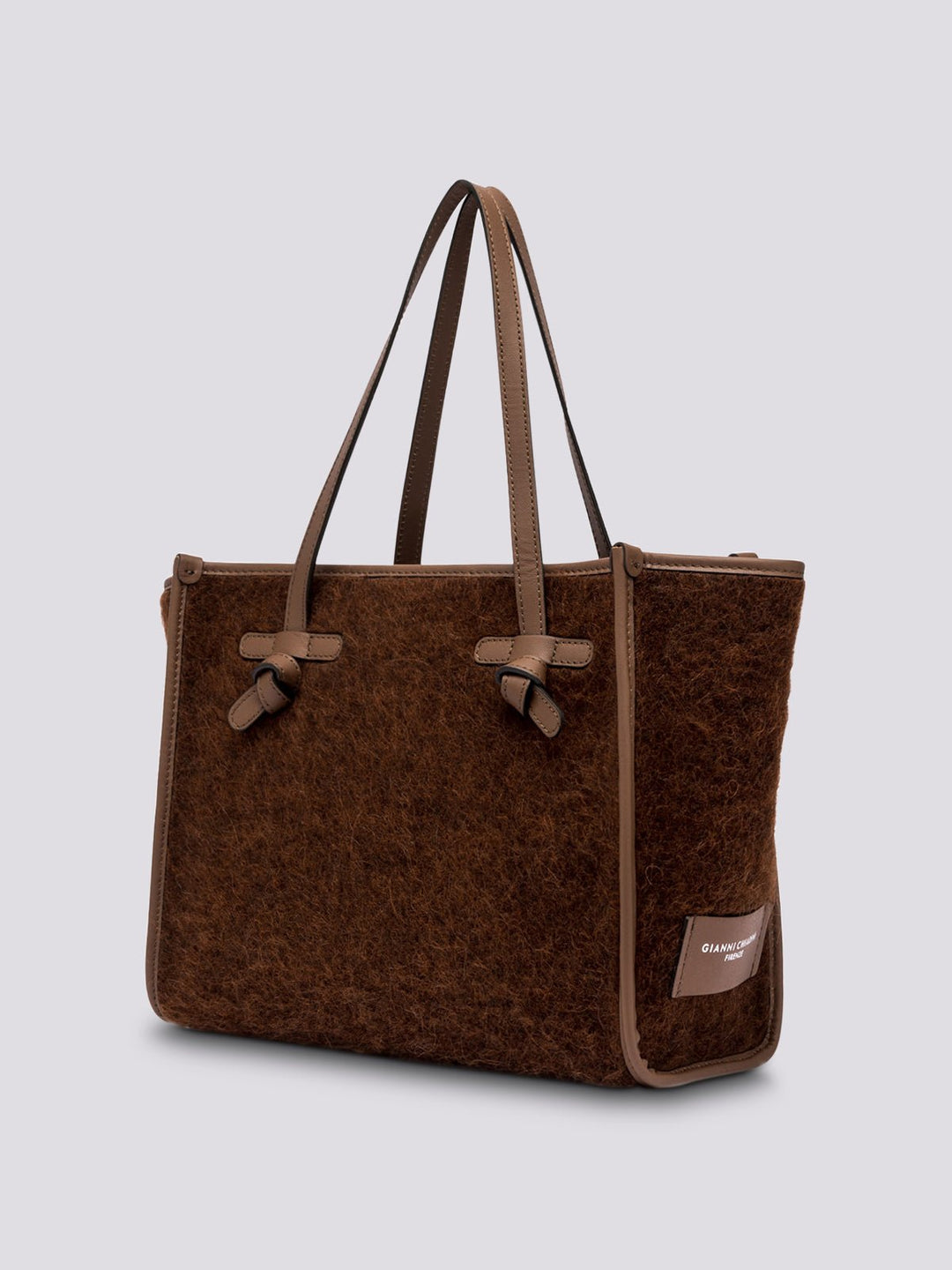 BORSA SHOPPING MARCELLA IN TESSUTO EFFETTO MOHAIR MARRONE - BORSA A SPALLA - Andrea Morando Boutique - 8057145914763