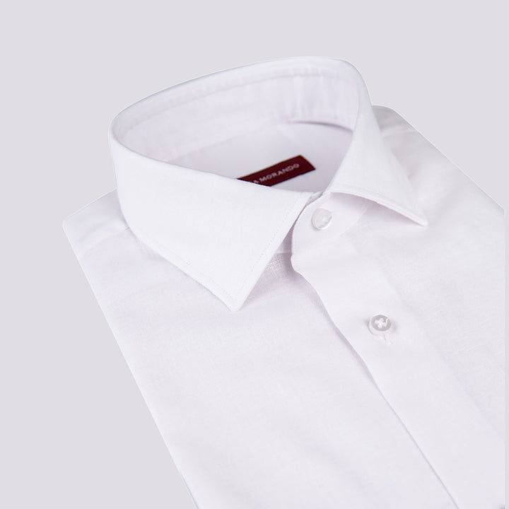 CAMICIA IN LINO BIANCO TINTO A FILO - CAMICIA UOMO - Andrea Morando Boutique - 