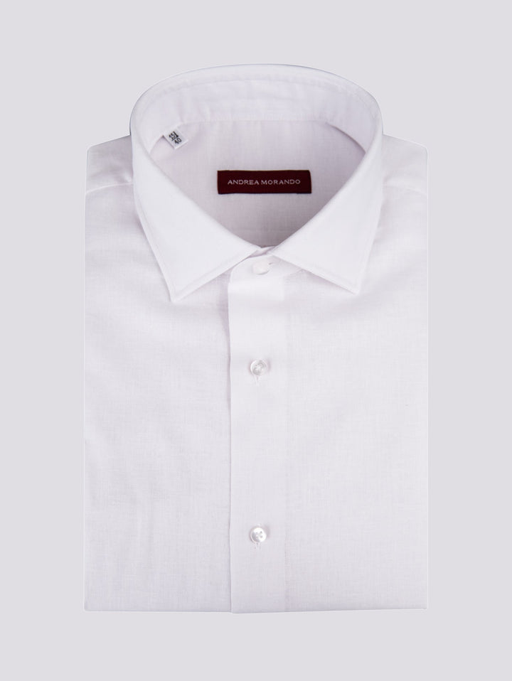 CAMICIA IN LINO BIANCO TINTO A FILO - CAMICIA UOMO - Andrea Morando Boutique - 