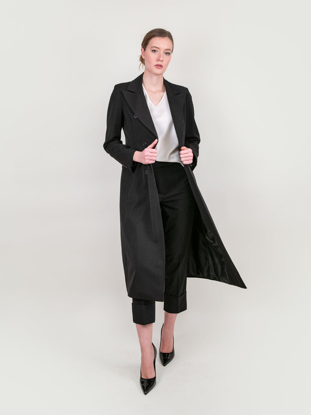 CAPPOTTO LUNGO DOPPIOPETTO NERO - CAPOSPALLA DONNA - Andrea Morando Boutique - 