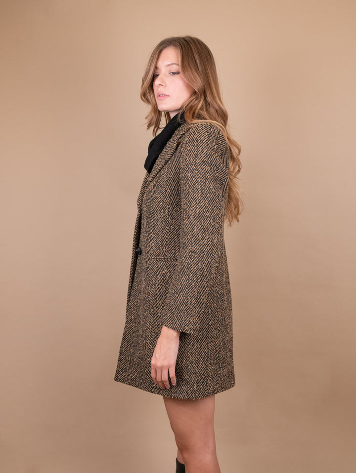 CAPPOTTO SPIGATO CUOIO E NERO - Cappotto - Andrea Morando Boutique - 