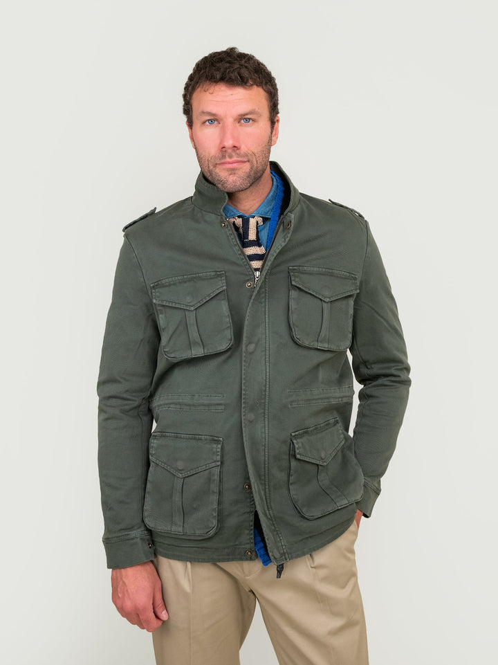 FIELD JACKET IN COTONE ARMY GREEN - CAPOSPALLA UOMO - Andrea Morando Boutique - 