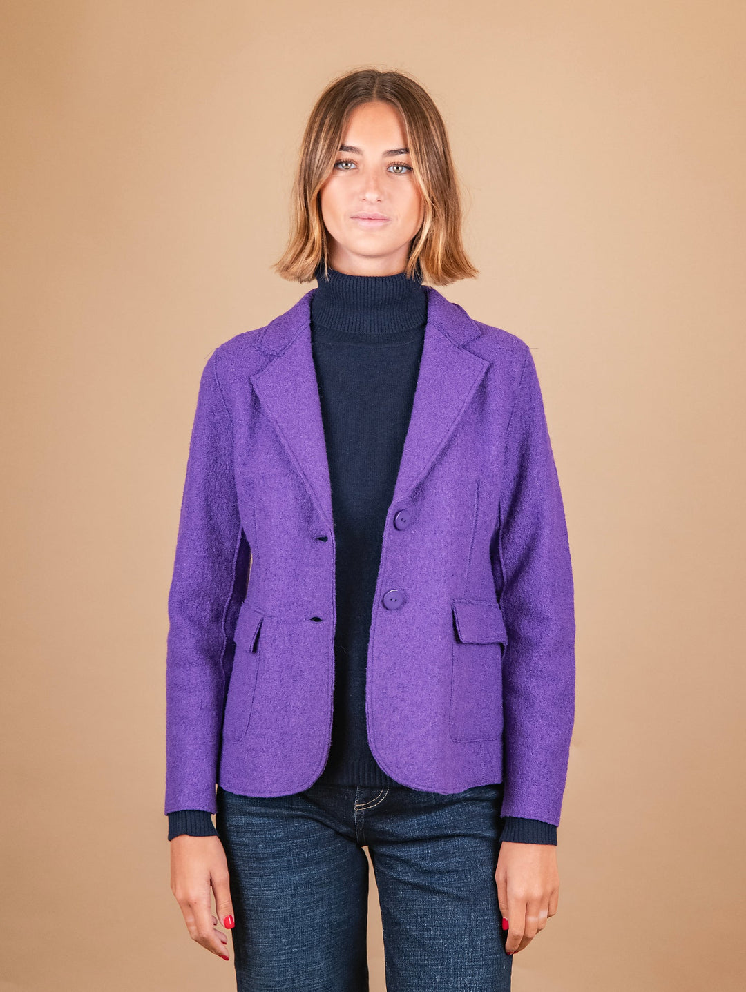 GIACCA SFODERATA IN LANA COTTA VIOLA - BLAZER DONNA - Andrea Morando Boutique - 