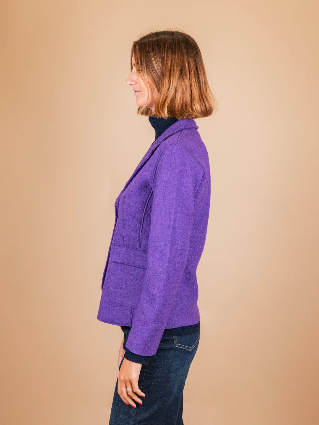 GIACCA SFODERATA IN LANA COTTA VIOLA - BLAZER DONNA - Andrea Morando Boutique - 