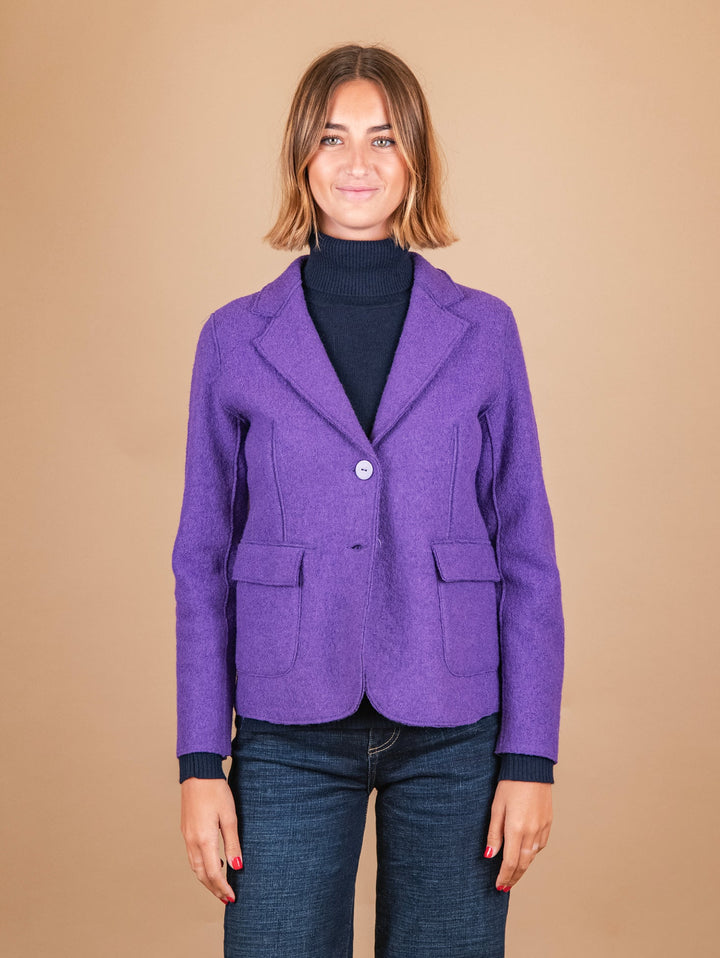 GIACCA SFODERATA IN LANA COTTA VIOLA - BLAZER DONNA - Andrea Morando Boutique - 